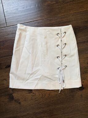 Rebecca Minkoff White Lace-Detail Mini Skirt